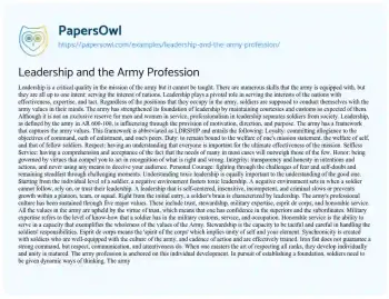 Essay on Leadership and the Army Profession