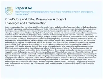 Essay on Kmart’s Rise and Retail Reinvention: a Story of Challenges and Transformation