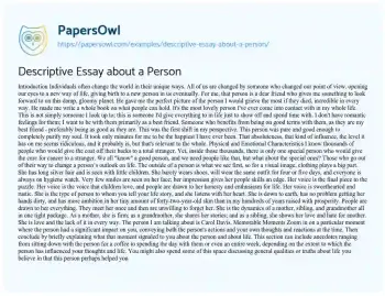 Essay on Descriptive Essay about a Person