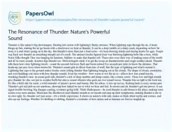 Essay on The Resonance of Thunder: Nature’s Powerful Sound