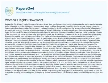 Essay on Women’s Rights Movement