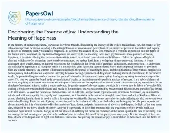 Essay on Deciphering the Essence of Joy: Understanding the Meaning of Happiness