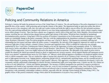 Essay on Policing and Community Relations in America