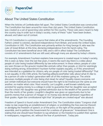 Essay on About the United States Constitution