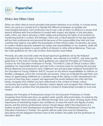 Essay on Ethics are Often Cited