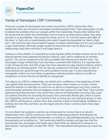 Essay on Variety of Stereotypes LGBT Community