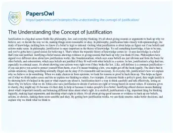 Essay on The Understanding the Concept of Justification