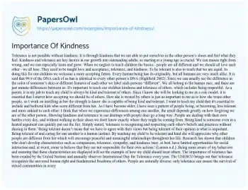 Essay on Importance of Kindness