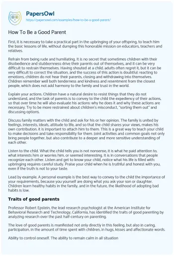 Essay on How to be a Good Parent