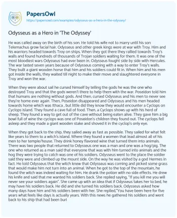 Essay on Odysseus as a Hero in ‘The Odyssey’