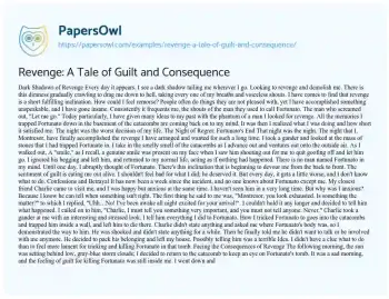 Essay on Revenge: a Tale of Guilt and Consequence