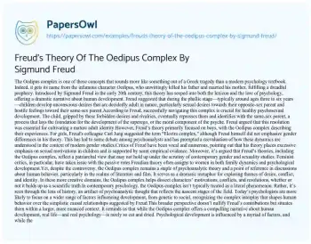 Essay on Freud’s Theory of the Oedipus Complex by Sigmund Freud