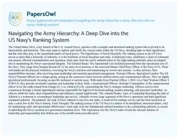 Essay on Navigating the Army Hierarchy: a Deep Dive into the US Navy’s Ranking System