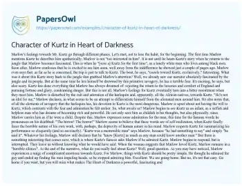 Essay on Character of Kurtz in Heart of Darkness