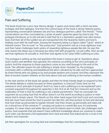 Essay on Pain and Suffering