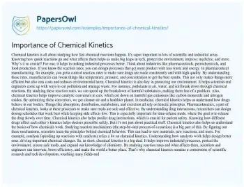 Essay on Importance of Chemical Kinetics