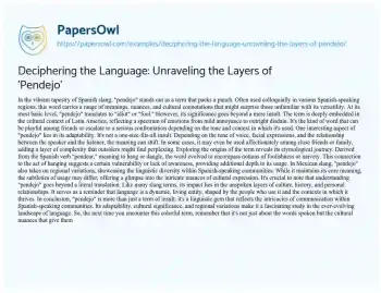 Essay on Deciphering the Language: Unraveling the Layers of ‘Pendejo’