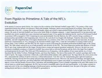 Essay on From Pigskin to Primetime: a Tale of the NFL’s Evolution