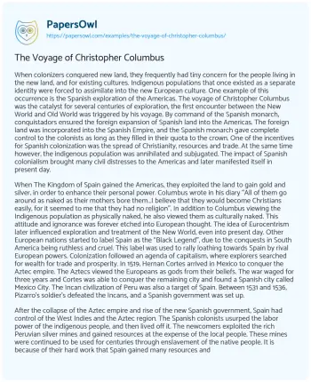 Essay on The Voyage of Christopher Columbus