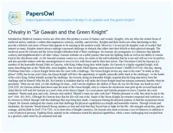 Essay on Chivalry in “Sir Gawain and the Green Knight”