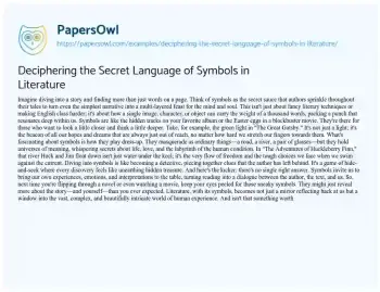 Essay on Deciphering the Secret Language of Symbols in Literature