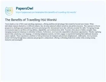 Essay on The Benefits of Travelling (150 Words)