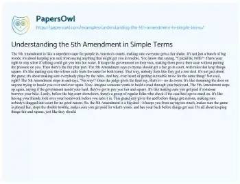 Essay on Understanding the 5th Amendment in Simple Terms