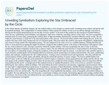 Essay on Unveiling Symbolism: Exploring the Star Embraced by the Circle