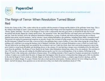 Essay on The Reign of Terror: when Revolution Turned Blood Red