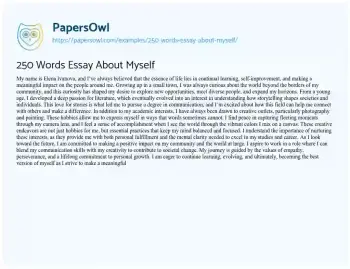 Essay on 250 Words Essay about myself