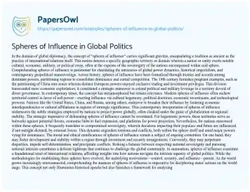 Essay on Spheres of Influence in Global Politics