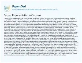 Essay on Gender Representation in Cartoons