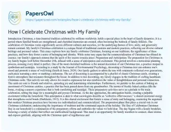 Essay on How i Celebrate Christmas with my Family