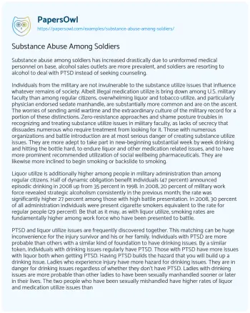 Essay on Substance Abuse Among Soldiers