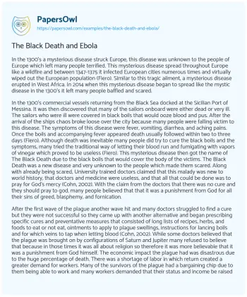 Essay on The Black Death and Ebola