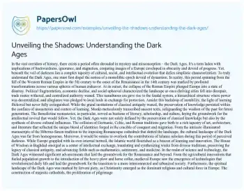 Essay on Unveiling the Shadows: Understanding the Dark Ages