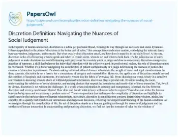 Essay on Discretion Definition: Navigating the Nuances of Social Judgement