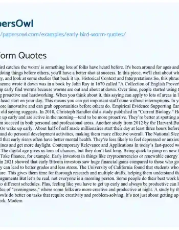 Essay on Early Bird Worm Quotes