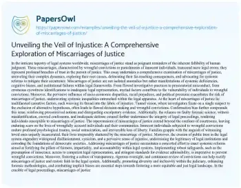 Essay on Unveiling the Veil of Injustice: a Comprehensive Exploration of Miscarriages of Justice