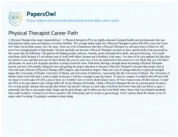 Essay on Physical Therapist Career Path