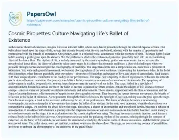 Essay on Cosmic Pirouettes: Culture Navigating Life’s Ballet of Existence