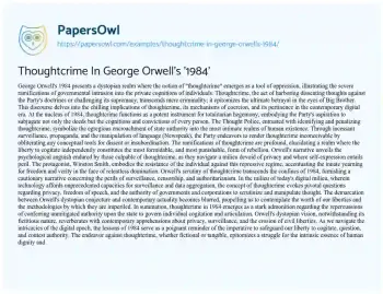 Essay on Thoughtcrime in George Orwell’s ‘1984’