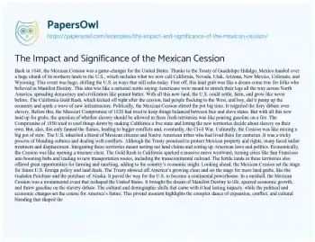 Essay on The Impact and Significance of the Mexican Cession