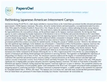 Essay on Rethinking Japanese-American Internment Camps