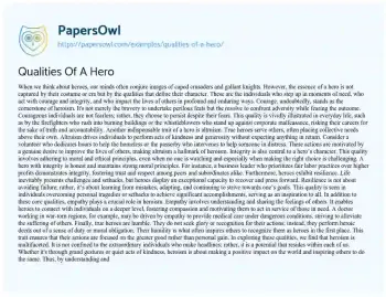 Essay on Qualities of a Hero