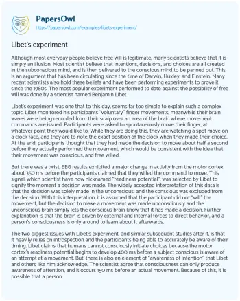 Essay on Libet’s Experiment