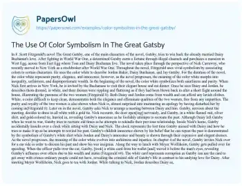 Essay on The Use of Color Symbolism in the Great Gatsby