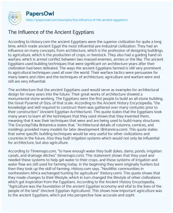 Essay on The Influence of the Ancient Egyptians