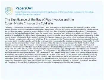 Essay on The Significance of the Bay of Pigs Invasion and the Cuban Missile Crisis on the Cold War