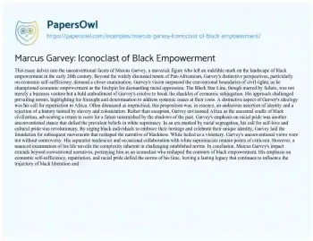 Essay on Marcus Garvey: Iconoclast of Black Empowerment